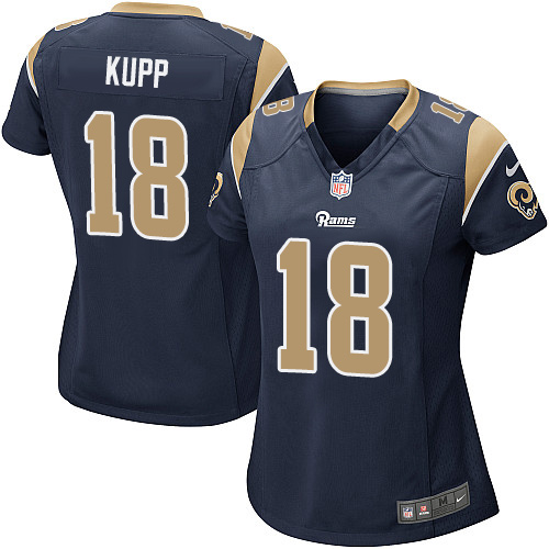 Nike Rams #18 Cooper Kupp Navy Blue Team Color Women's Stitched NFL Elite Jersey