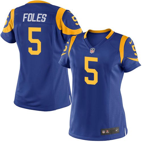 Nike Rams #5 Nick Foles Royal Blue Alternate Women's Stitched NFL Elite Jersey