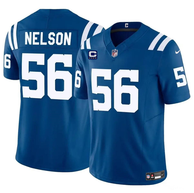 Men's Indianapolis Colts #56 Quenton Nelson Blue 2024 F.U.S.E. With 4-Star C Patch Vapor Limited Stitched Football Jersey