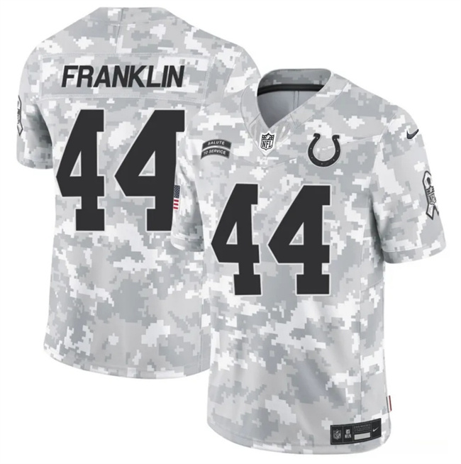 Men's Indianapolis Colts #44 Zaire Franklin 2024 F.U.S.E Arctic Camo Salute To Service Limited Stitched Football Jersey