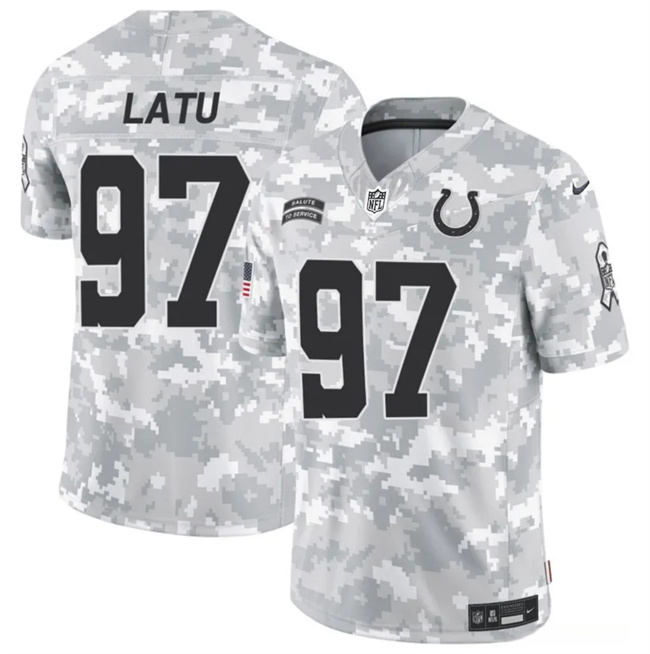 Men's Indianapolis Colts #97 Laiatu Latu 2024 F.U.S.E Arctic Camo Salute To Service Limited Stitched Football Jersey