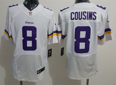 Nike Vikings 8 Kirk Cousins White Elite Jersey