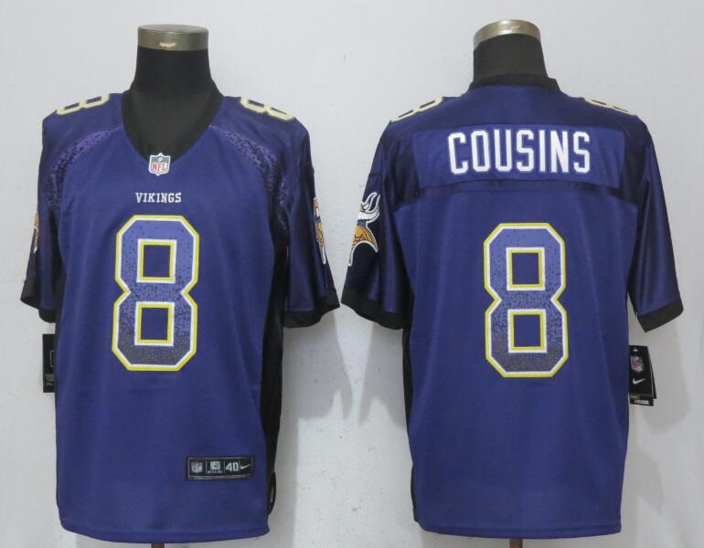 Nike Vikings 8 Kirk Cousins Purple Drift Fashion Elite Jersey