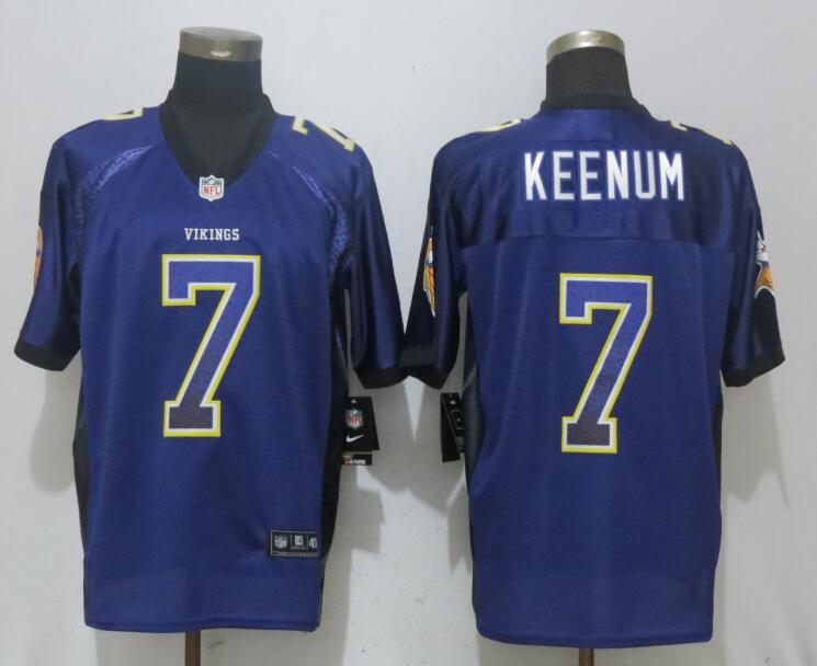 NEW Nike Vikings #7 Keenum Drift Fashion Purple Elite Jersey