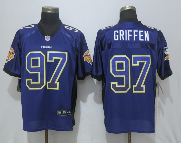 NEW Nike Vikings #97 Griffen Drift Fashion Purple Elite Jersey