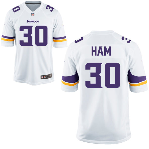 Nike Vikings 30 C.J. Ham White Elite Jersey