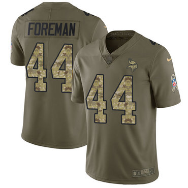 Nike Vikings #44 Chuck Foreman Olive Camo Men's Stitched NFL Limited 2017 Salute To Service Jersey