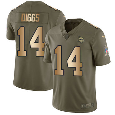 Nike Vikings #14 Stefon Diggs Olive Gold Men's Stitched NFL Limited 2017 Salute To Service Jersey