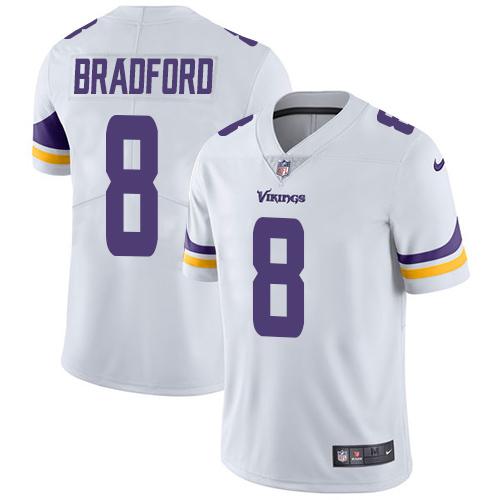 Nike Vikings 8 Sam Bradford White Vapor Untouchable Player Limited Jersey