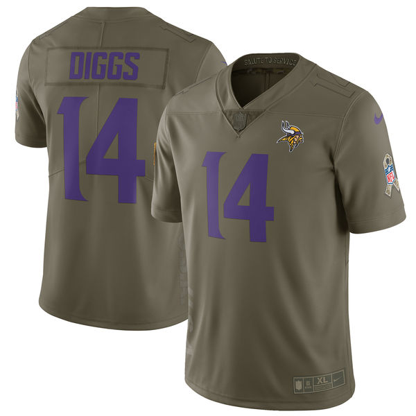 Nike Vikings 14 Stefon Diggs Olive Salute To Service Limited Jersey