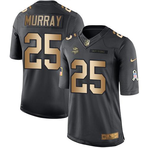 Nike Vikings #25 Latavius Murray Black Men's Stitched NFL Limited Gold Salute To Service Jersey