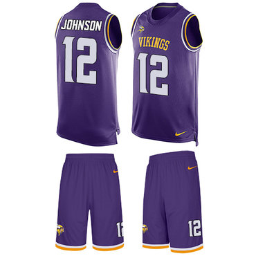 Nike Vikings #12 Charles Johnson Purple Team Color Men's Stitched NFL Limited Tank Top Suit Jersey