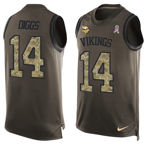 Nike Vikings #14 Stefon Diggs Green Men's Stitched NFL Limited Salute To Service Tank Top Jersey