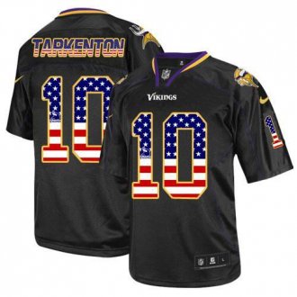 Nike Minnesota Vikings #10 Fran Tarkenton Black NFL Elite USA Flag Fashion Jersey