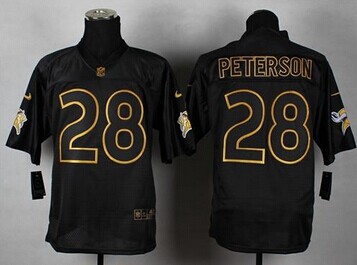 NEW Minnesota Vikings #28 Adrian Peterson Black Gold No. Fashion NFL Elite Jersey