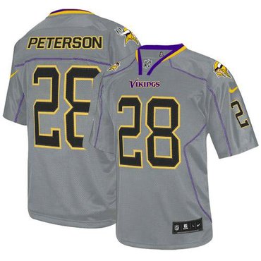 Minnesota Vikings #28 Adrian Peterson Lights Out Grey NFL Elite Jersey