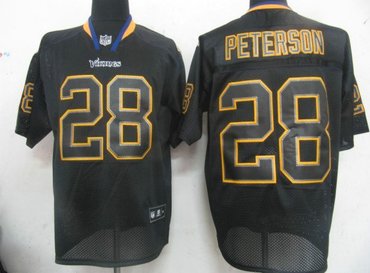 New Minnesota Vikings #28 Adrian Peterson Lights Out Black Elite Jersey