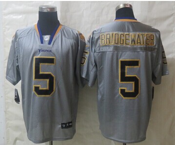 2014 NEW Minnesota Vikings #5 Teddy Bridgewater Lights Out Grey Elite Jerseys