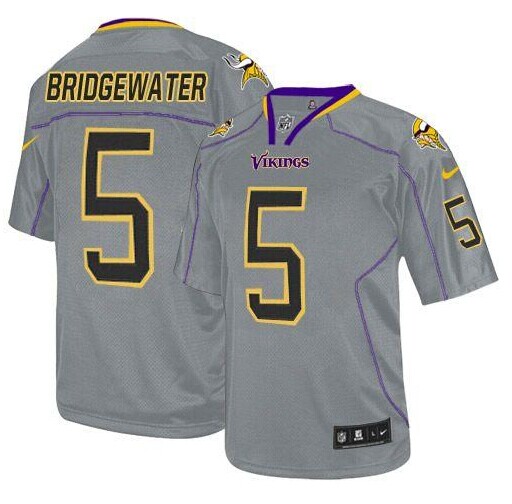 NEW Minnesota Vikings #5 Teddy Bridgewater Lights Out Grey NFL Elite Jersey