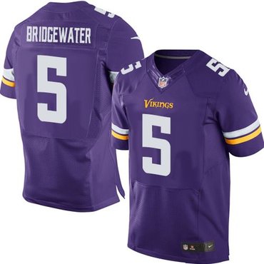 NEW Vikings #5 Teddy Bridgewater Purple Team Color Men's Stitched NFL Elite Jersey