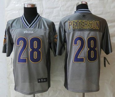 NEW Minnesota Vikings 28 Adrian Peterson Grey Vapor Elite Jerseys