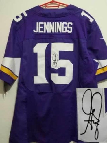 2013 New Minnesota Vikings #15 Greg Jennings Purple Jerseys(Signed Elite)