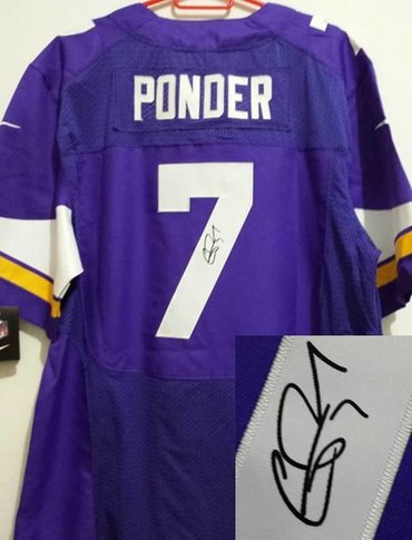 2013 New Minnesota Vikings #7 Christian Ponder Purple Jerseys(Signed Elite)