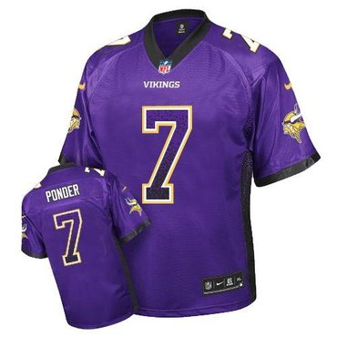 NEW Minnesota Vikings 7 Christian Ponder Purple Team Color Stitched NFL Elite Drift Fashion Jersey