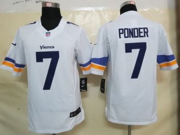 2013 NFL NEW Minnesota Vikings 7 Christian Ponder White Jerseys(Limited)