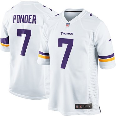 NFL NEW Minnesota Vikings 7 Christian Ponder White Jerseys(Game)