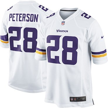 NFL NEW Minnesota Vikings 28 Adrian Peterson White Jerseys(Game)