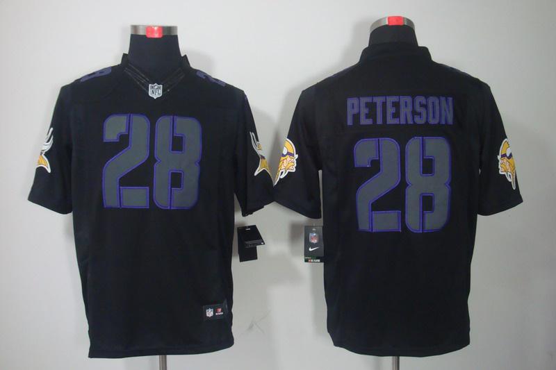 2012 NEW NFL Minnesota Vikings 28 Adrian Peterson Black Jerseys(Impact Limited)