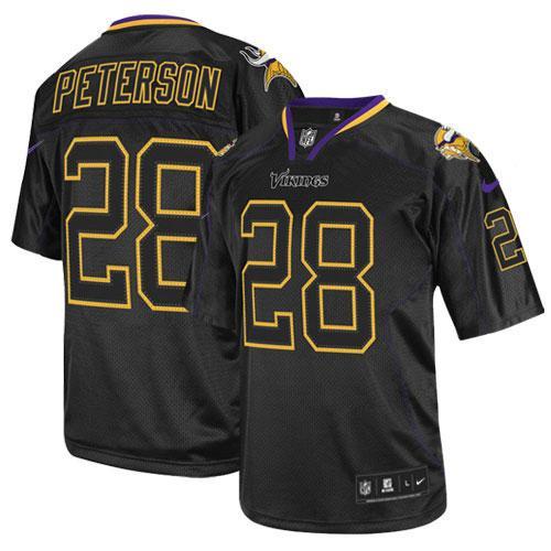 2012 NEW NFL Minnesota Vikings 28 Adrian Peterson Lights Out Black Elite Jerseys