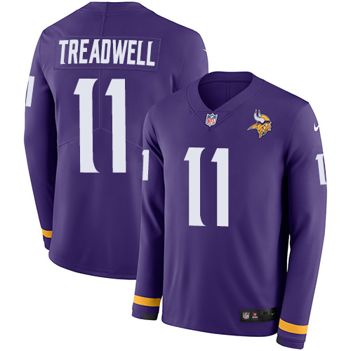 Nike Vikings #11 Laquon Treadwell Purple Team Color Men's Stitched NFL Limited Therma Long Sleeve Jersey