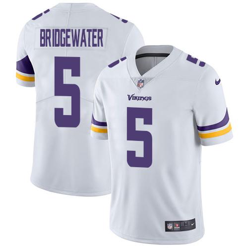 Nike Vikings 5 Teddy Bridgewater White Vapor Untouchable Player Limited Jersey