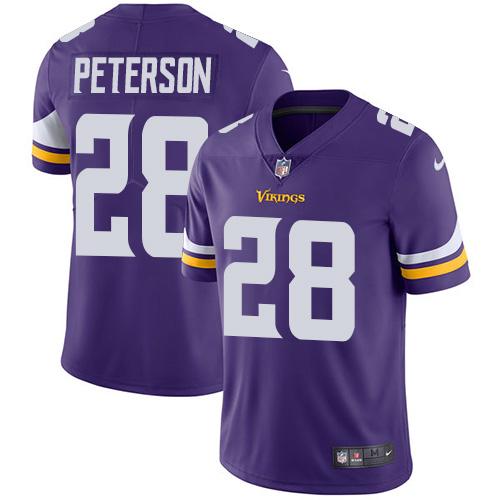 Nike Vikings 28 Adrian Peterson Purple Vapor Untouchable Player Limited Jersey