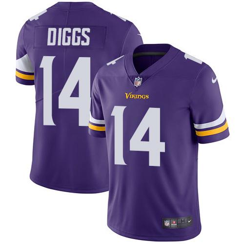 Nike Vikings #14 Stefon Diggs Purple Team Color Men's Stitched NFL Vapor Untouchable Limited Jersey