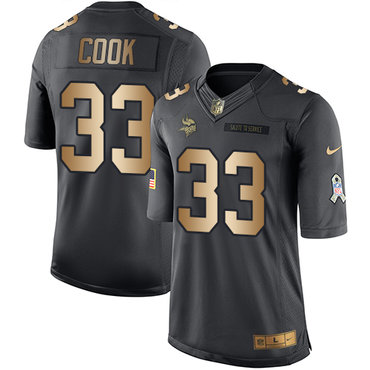 Nike Vikings #33 Dalvin Cook Black Men's Stitched NFL Limited Gold Salute To Service Jersey