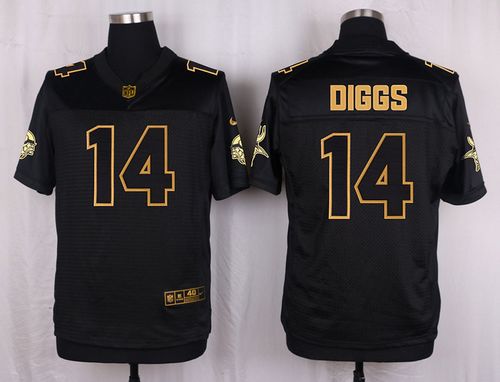 Nike Vikings #14 Stefon Diggs Black Men's Stitched NFL Elite Pro Line Gold Collection Jersey