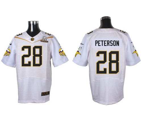 Nike Vikings #28 Adrian Peterson White 2016 Pro Bowl Men's Stitched NFL Elite Jersey