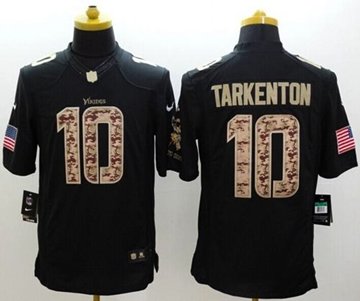 New Minnesota Vikings #10 Fran Tarkenton Black NFL Limited Salute to service jersey