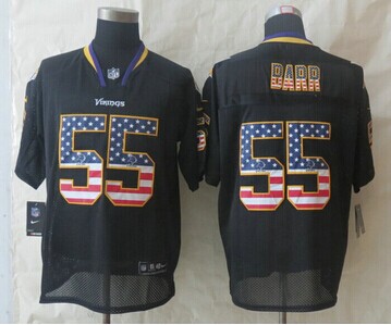 New Minnesota Vikings #55 Anthony Barr USA Flag Fashion Black Elite Jerseys