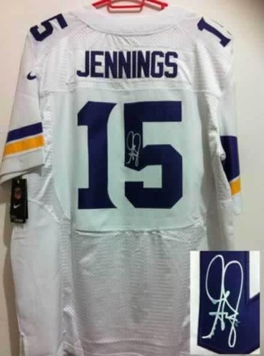 2013 New Minnesota Vikings #15 Greg Jennings White Jerseys(Signed Elite)