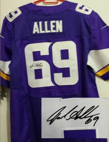 2013 New Minnesota Vikings #69 Jared Alle Purple Jerseys(Signed Elite)