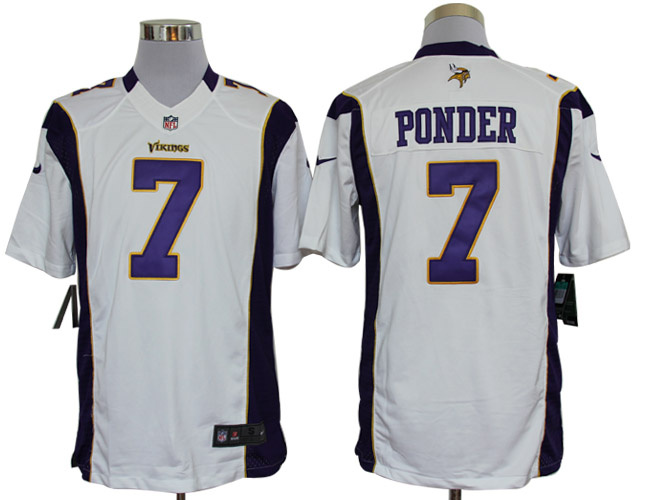 2012 NEW NFL Minnesota Vikings 7 Christian Ponder White Jerseys(Limited)