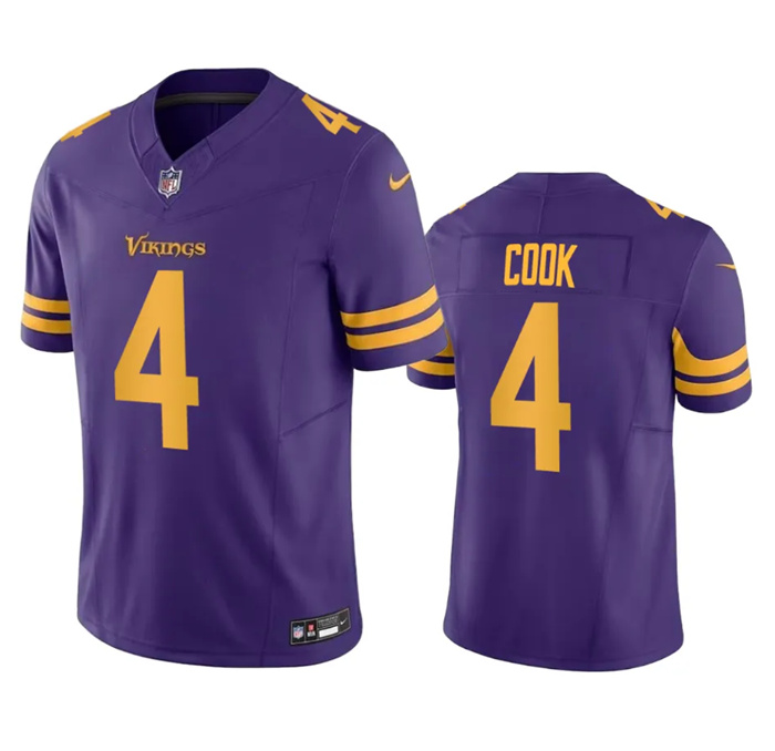 Men's Minnesota Vikings #4 Dalvin Cook Purple 2023 F.U.S.E. Color Rush Stitched Jersey