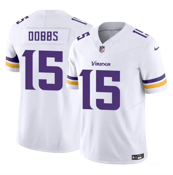 Men's Minnesota Vikings #15 Josh Dobbs White 2023 F.U.S.E. Vapor Untouchable Limited Stitched Jersey