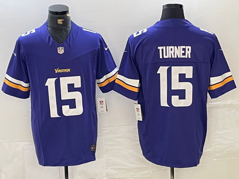 Men's Minnesota Vikings #15 Dallas Turner Blue 2024 Draft Vapor Untouchable Limited Stitched Jersey