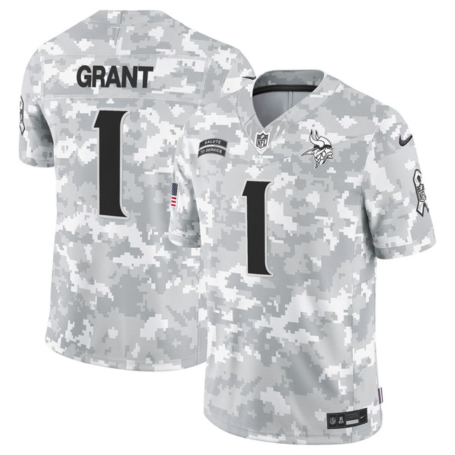 Men's Minnesota Vikings #1 Bud Grant 2024 F.U.S.E Arctic Camo Salute To Service Limited Stitched Football Jersey