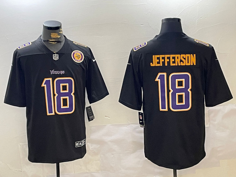 Men's Minnesota Vikings #18 Justin Jefferson Black Vapor Untouchable Limited Stitched Jersey 2